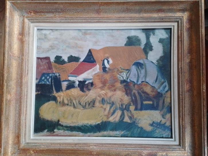 Harry Buyck  1928 - 2017   Boeren Graanoogst, Antiek en Kunst, Kunst | Schilderijen | Klassiek, Verzenden
