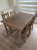 Gezandstraalde eiken tafel en stoelen, Huis en Inrichting, Ophalen, Zo goed als nieuw