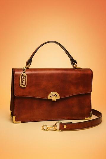 Exclusieve Vintage Leren Handtas – F.lli Mugnai Firenze beschikbaar voor biedingen