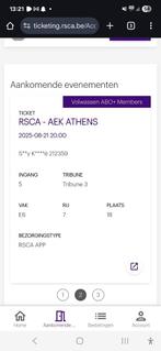 Anderlecht -AEK Athene, Tickets en Kaartjes