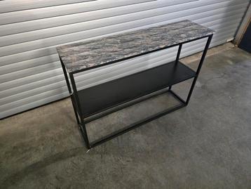 Muurtafel metaal zwart met marmeren blad 120cm beschikbaar voor biedingen