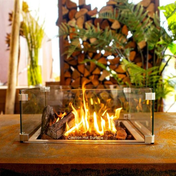 vuurtafel op gas (in aluminium of cortenstaal), Tuin en Terras, Terrasverwarmers, Nieuw, Gas, Verzenden
