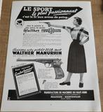 Oude reclameprent: Pistolen Walther Manurhin (1952), Verzamelen, Ophalen of Verzenden, Gebruikt, Overige typen