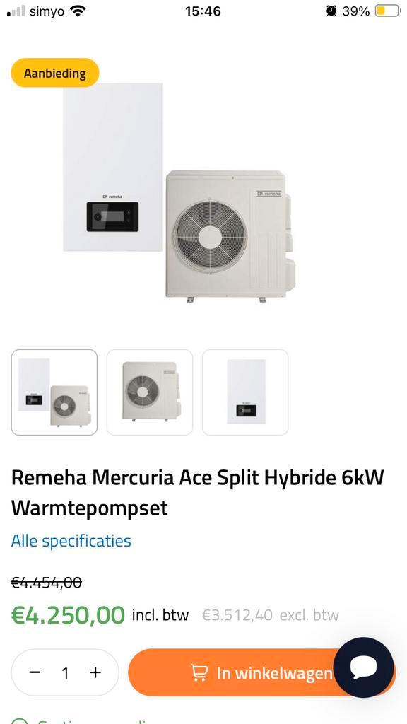 De laatste! Remeha Mercuria Ace hybride warmtepomp, Doe-het-zelf en Bouw, Verwarming en Radiatoren, Nieuw, Overige typen, Ophalen of Verzenden