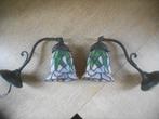 Bronzen wandlampen? of koper? en glas in lood - kroonluchter, Ophalen of Verzenden