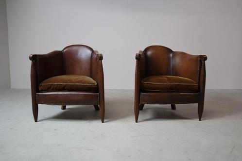 Pair of De Coene Art Deco club chairs, 1920s, Antiek en Kunst, Antiek | Meubels | Stoelen en Sofa's, Ophalen
