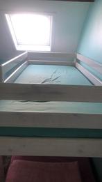 Lit flexa hetre blanchi avec kit pour double lit et échelle, Ophalen, Gebruikt, Stapelbed