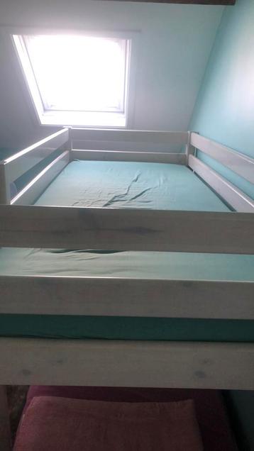 Lit flexa hetre blanchi avec kit pour double lit et échelle, Enlèvement, Utilisé, Lits superposés