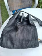 DELVAUX vintage Zwarte geweven leren tas met het CATOGAN-log, Verzenden, Zwart