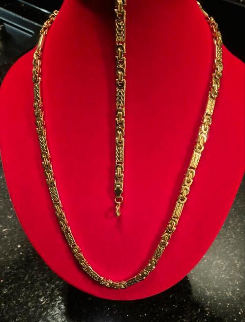 18karaat goud verguld ketting met armband Nieuw!, Handtassen en Accessoires, Kettingen, Nieuw, Goud, Goud, Ophalen of Verzenden
