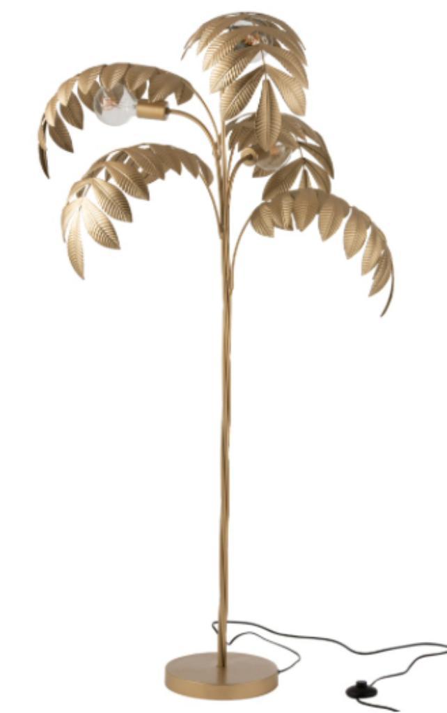 Gouden metalen Palmboom staande lamp, Huis en Inrichting, Lampen | Vloerlampen, Nieuw, 150 tot 200 cm, Metaal, Ophalen