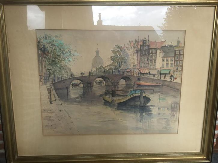 Aquarel Johannes Gerardus 'Jan' den Hengst- Delft 1904-1983, Antiek en Kunst, Kunst | Schilderijen | Klassiek, Ophalen