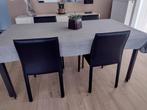 Quatre chaises de salle à manger modernes en cuir., Maison & Meubles, Chaises, Enlèvement, Comme neuf, Noir, Quatre