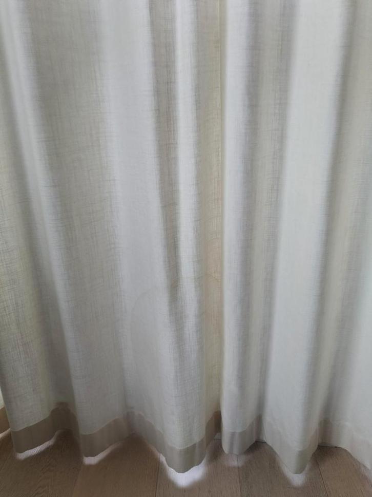Gordijn, Huis en Inrichting, Stoffering | Gordijnen en Lamellen, Gebruikt, 200 cm of meer, 200 cm of meer, Wit, Crème, Ophalen