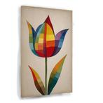 Portrait d'une tulipe colorée Peinture sur verre 100x150cm +, Envoi, Neuf