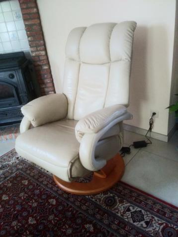 Lederen elektrische relax fauteuil, beige 1 of 2 stuks