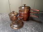 Amberkleurige vintage kookpotten in glas, Huis en Inrichting, Glas, Gebruikt, Ophalen