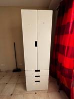 Witte kledingkast met hangruimte + 3 lades + spiegel, 25 à 50 cm, Comme neuf, 50 à 100 cm, Chêne