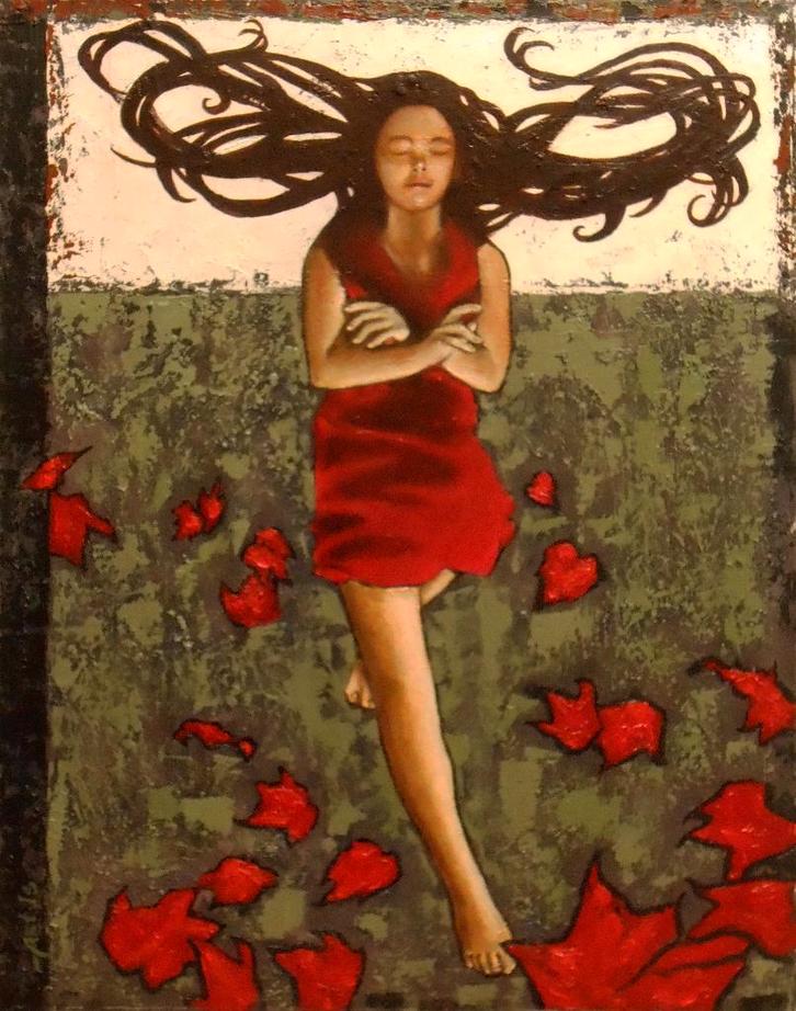 "Stijg hoger. Levitation" Surrealistische schilderij, Antiek en Kunst, Kunst | Schilderijen | Modern, Verzenden