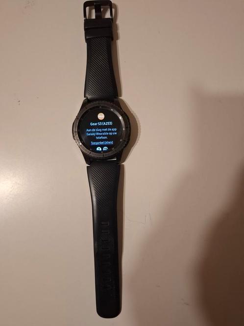 Smartwatch Samsung Gear S3 Frontier, Handtassen en Accessoires, Smartwatches, Zo goed als nieuw, Android, Zwart, GPS, Waterdicht