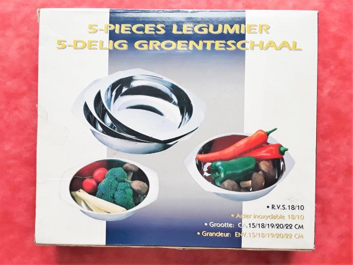 Ensemble 5 plats légumiers acier inoxydable - JAMAIS SERVI, Maison & Meubles, Cuisine | Ustensiles de cuisine, Neuf, Enlèvement