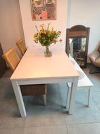 ikea tafel met bank + 2 rieten stoelen, Huis en Inrichting, Ophalen, Gebruikt