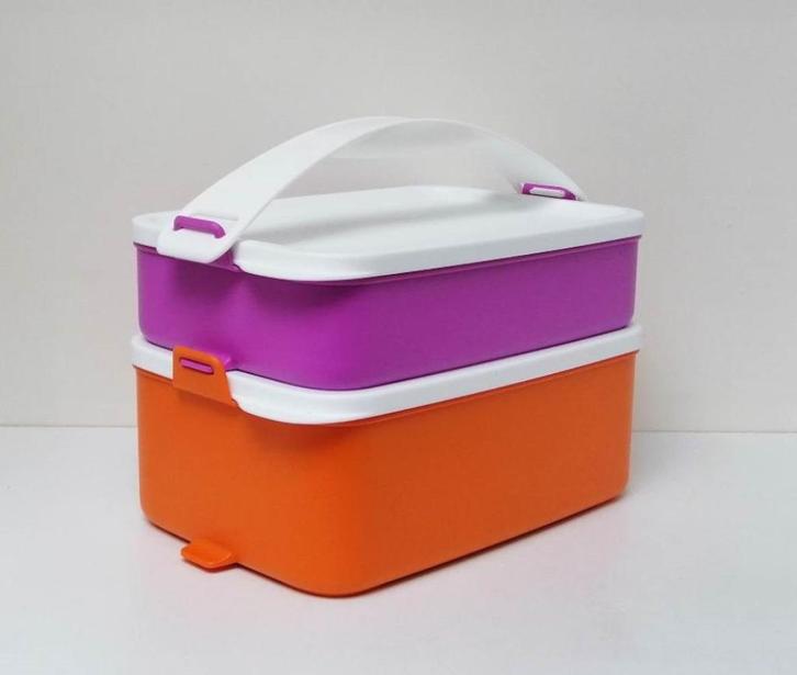Tupperware™ Set « Click to Go » 900 ml + 1,5 liter, Huis en Inrichting, Keuken | Tupperware, Nieuw, Bus of Trommel, Wit, Oranje