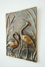Vintage wandreliëf brons reigers kraanvogels, Ophalen of Verzenden, Gebruikt