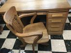 Ancien bureau en chêne et sa chaise originale, Maison & Meubles, Enlèvement, Utilisé, Bureau