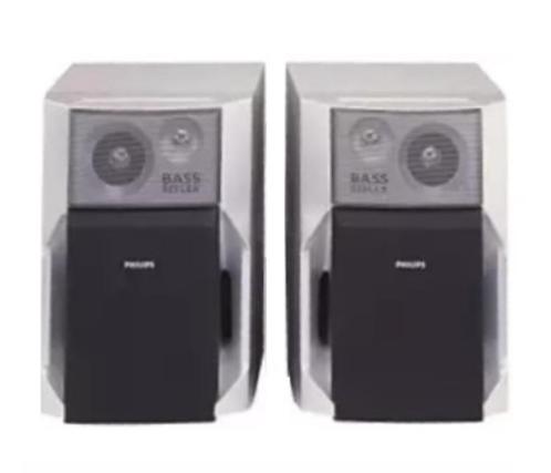 Philips Base Reflex Stereo Speaker Silver/Black 6 OHM FW-C28, Audio, Tv en Foto, Luidsprekerboxen, Zo goed als nieuw, Front, Rear of Stereo speakers