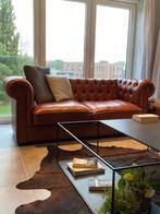 Nieuwe handgemaakte cognac Chesterfield bank 2 meter breed, 75 à 100 cm, 200 à 250 cm, Chesterfield, Banc droit