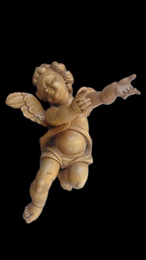 Houtgesneden engel - beschermingsengel - Amor 37cm, Antiek en Kunst, Kunst | Beelden en Houtsnijwerken, Ophalen of Verzenden
