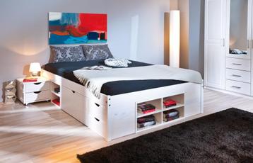 Massief grenen houten bed, Wit of Natuur met bedlades en nk. beschikbaar voor biedingen