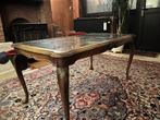 Table haute de salon, bois massif verre cannage vintage, Antiek en Kunst, Ophalen