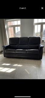 Zwart lederen sofa 3-zit - NIEUWSTAAT, Comme neuf, Leder, 200 à 250 cm, Enlèvement
