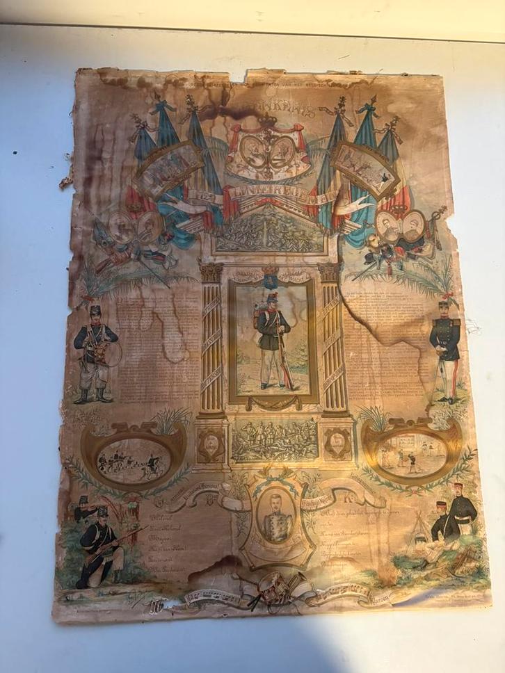 Belgische prent 12e Linieregiment, ca. 19e eeuw, groot, Verzamelen, Religie, Verzenden