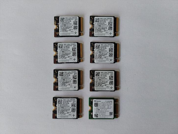 LOT de 8x SSD NVMe M2 2240 de 128 GB, Computers en Software, Harde schijven, Gebruikt, Laptop, Intern, SSD, Ophalen of Verzenden