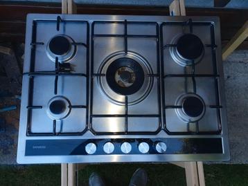 Taque inox 5 feux comme neuve., Electroménager, Tables de cuisson, Enlèvement ou Envoi, Comme neuf, Gaz