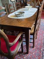 Grote tafel met 6 of 8 bijhorende stoelen, Comme neuf, Rectangulaire, Autres essences de bois, 50 à 100 cm