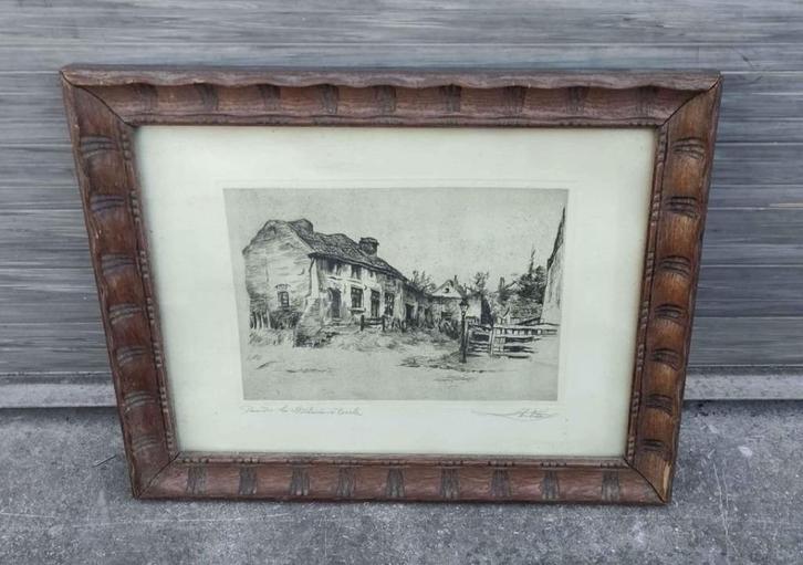 eau forte signe Henri mortiaux, Antiek en Kunst, Kunst | Etsen en Gravures, Ophalen of Verzenden