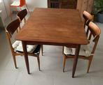 Table danoise extensible année 60 avec 4 chaises, Enlèvement, Utilisé, 4 à 6 chaises