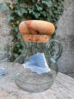 Carafe en verre transparent avec bouchon en bois et liège, Enlèvement ou Envoi, Utilisé, Verre, Autres types