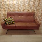 Vintage 3-zit zetel bank sofa skai cognac, Huis en Inrichting, Leer, Ophalen of Verzenden, Zo goed als nieuw