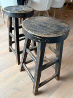 Barkrukken in hout 2 stuks, Huis en Inrichting, Barkrukken, Ophalen, Zo goed als nieuw