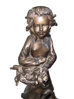 Grand Bronze à Patine Brune – Jeune Fille et Cygne – XIXe s, Enlèvement ou Envoi, Bronze