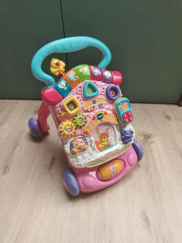 Loopwagen en activiteitenbord VTech roze, Enlèvement ou Envoi, Utilisé, 6 mois à 2 ans