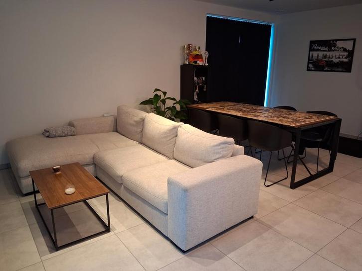 Grote zetel met longchair, Huis en Inrichting, Zetels | Complete zithoeken, Zo goed als nieuw, Stof, Ophalen