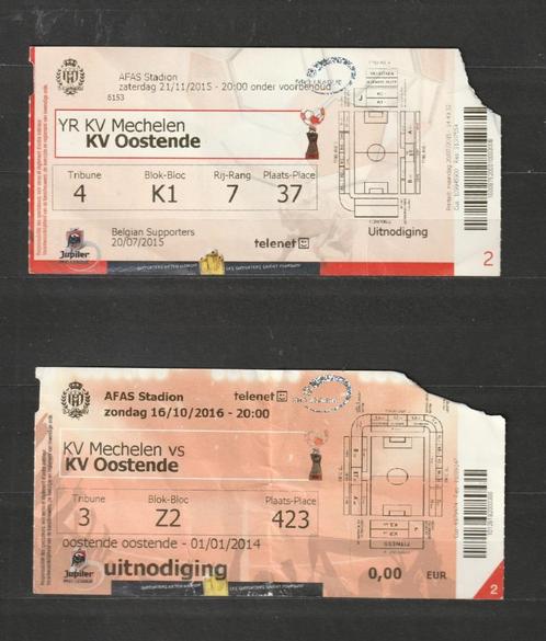 KV Mechelen - KV Oostende : 3 (gebruikte) tickets, 2015-2023, Verzamelen, Sportartikelen en Voetbal, Gebruikt, Overige typen, Ophalen of Verzenden