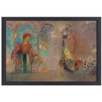 Femme dans une arcade gothique - Toile Odilon Redon + glace, Maison & Meubles, Envoi, Création originale, 50 à 75 cm, 50 à 75 cm