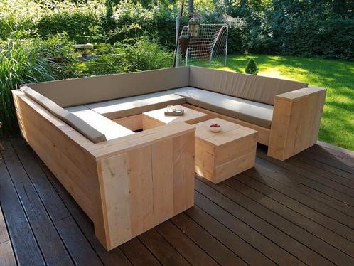 Horeca meubels steigerhout loungeset tuinset loungeset tafel, Tuin en Terras, Tuinbanken, Hout, Ophalen of Verzenden